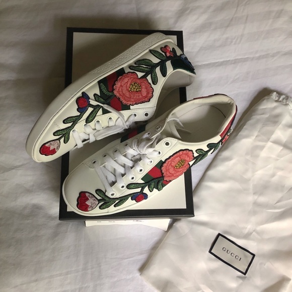 Gucci Shoes - Gucci Floral Embroidered Sneakers